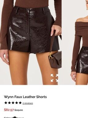 NWT Astr the Label High-Waist Faux Leather Shorts — Dark Brown